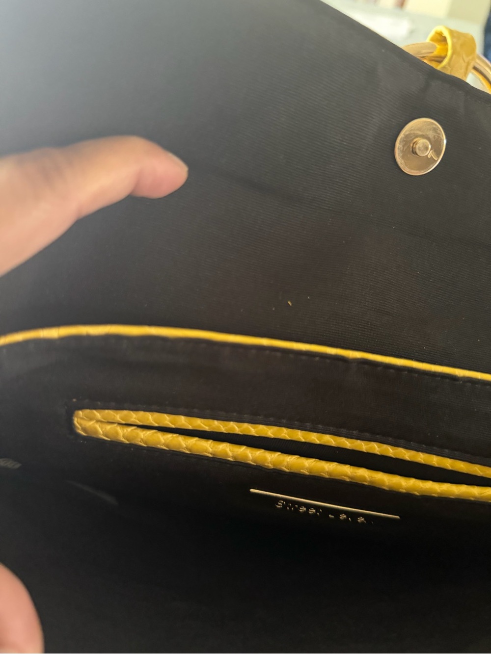 Street Level Black Crossbody with Yellow Trim